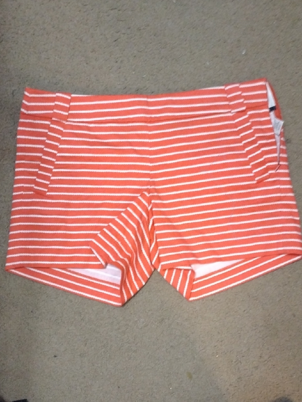 NWT J. Crew bright red striped City Fit stretch Shorts, Sz 8